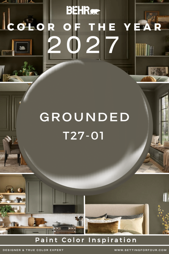 Behr Color Of The Year 2027 Paint Color Inspiration . Calm, relaxing, earthy, moody dark green color.
Discover the effortless versatility of Grounded as it comes to life in every corner of the home. Whole home color palette, deep green color idea, wall color, cabinet colour inspo