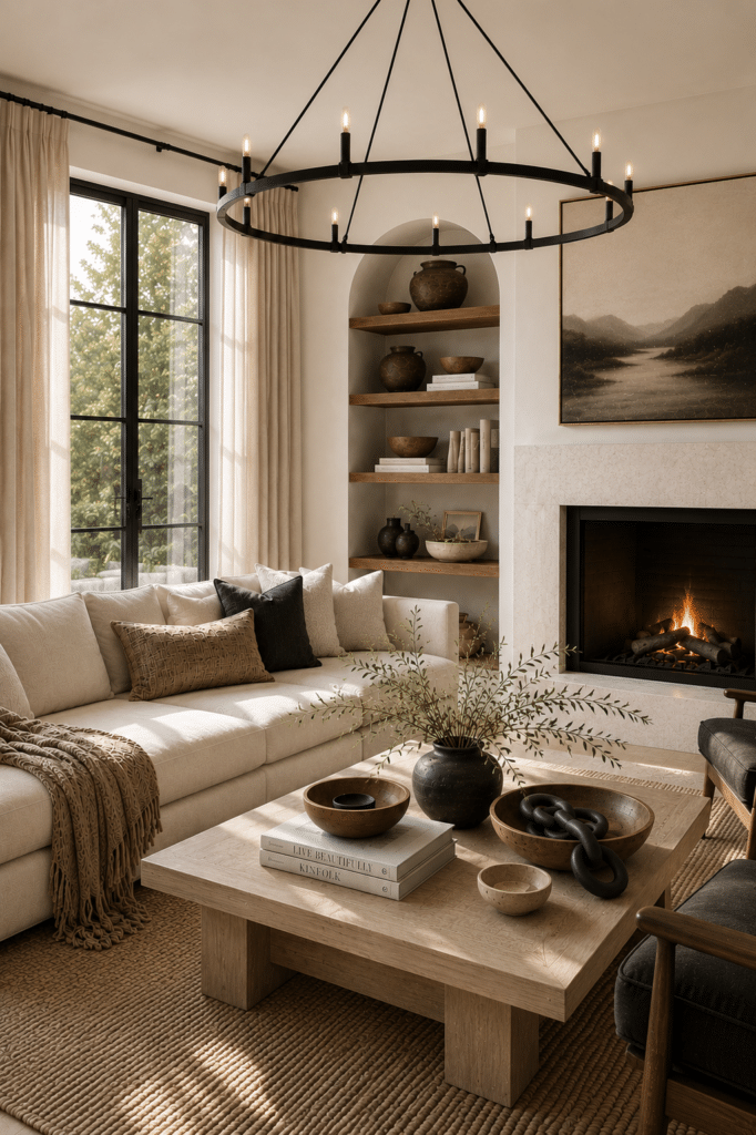 Wondering how to add texture to a living room? Discover expert tips from a Designer and True Color Expertยฎ for layering rugs, pillows, throws, drapes, wood, stone, greenery and textured decor to create a warm, inviting and luxurious space. These easy living room decorating ideas will help you add depth, dimension and visual interest while creating a beautifully layered, professionally designed look. Perfect for neutral, organic modern and timeless interiors. Nancy Meyers style, Restoration Hardware style, 2026 design trends. Setting For Four Interiors.