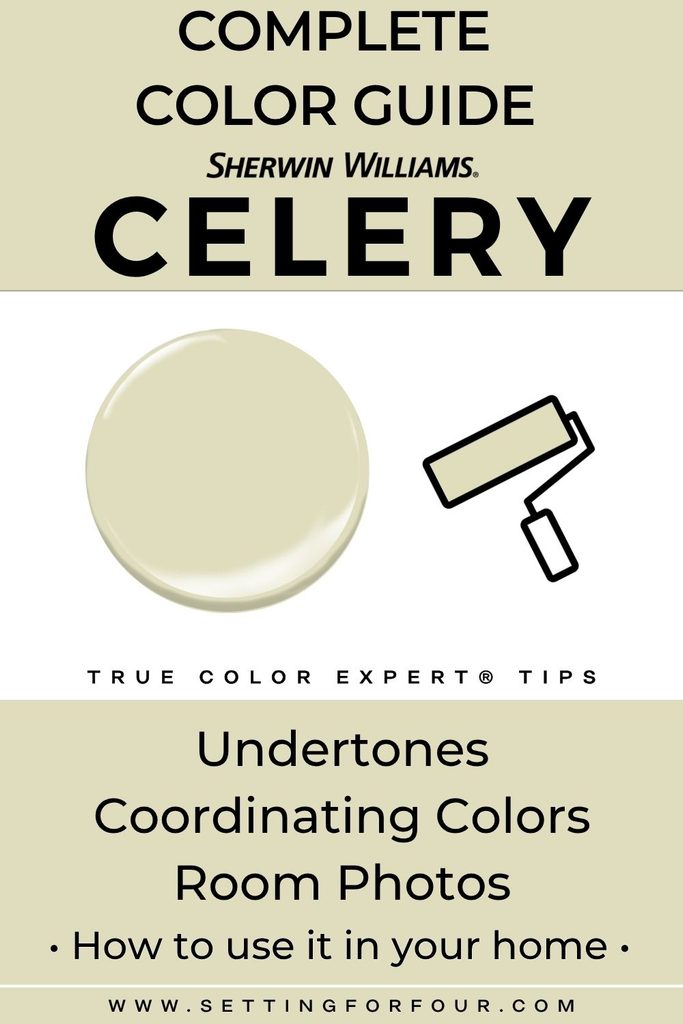 Sherwin Williams Celery - Complete Color Guide For Beginners. Discover this beautiful light green paint color and True Color Expert® tips about the undertones, coordinating colors, similar colors, room photos and how to use it in your home! 